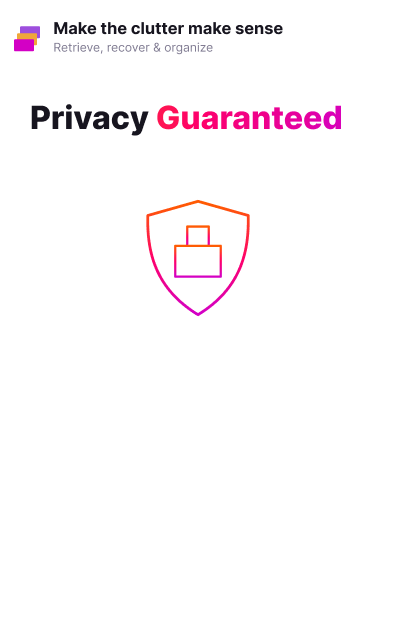 Animation showing Unmessy Tabs privacy-guaranteed interface